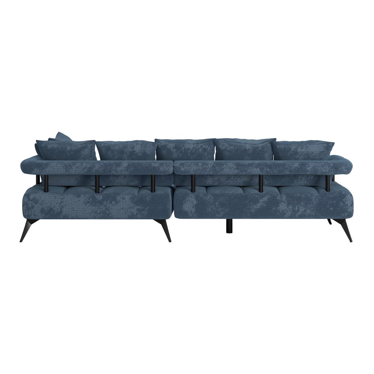 Rohová sedačka VANESSA NEW nutnná š. dveří 90 cm, pravá - modrá/černá, Moderní, kov/textil (297/200cm)