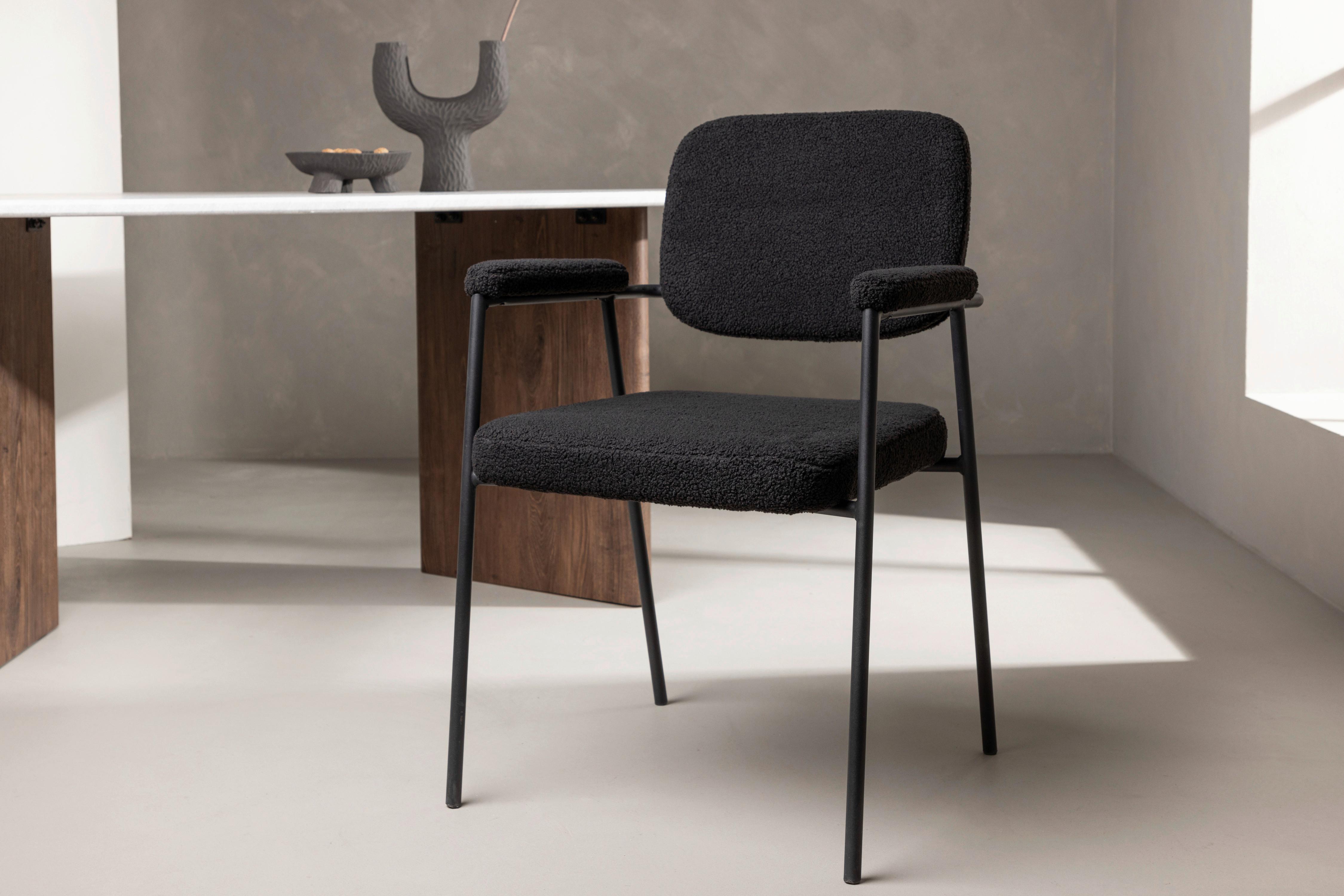 Stuhl-Set Yesterday - Schwarz, Design, Textil/Metall (58/90/61cm) - Livetastic