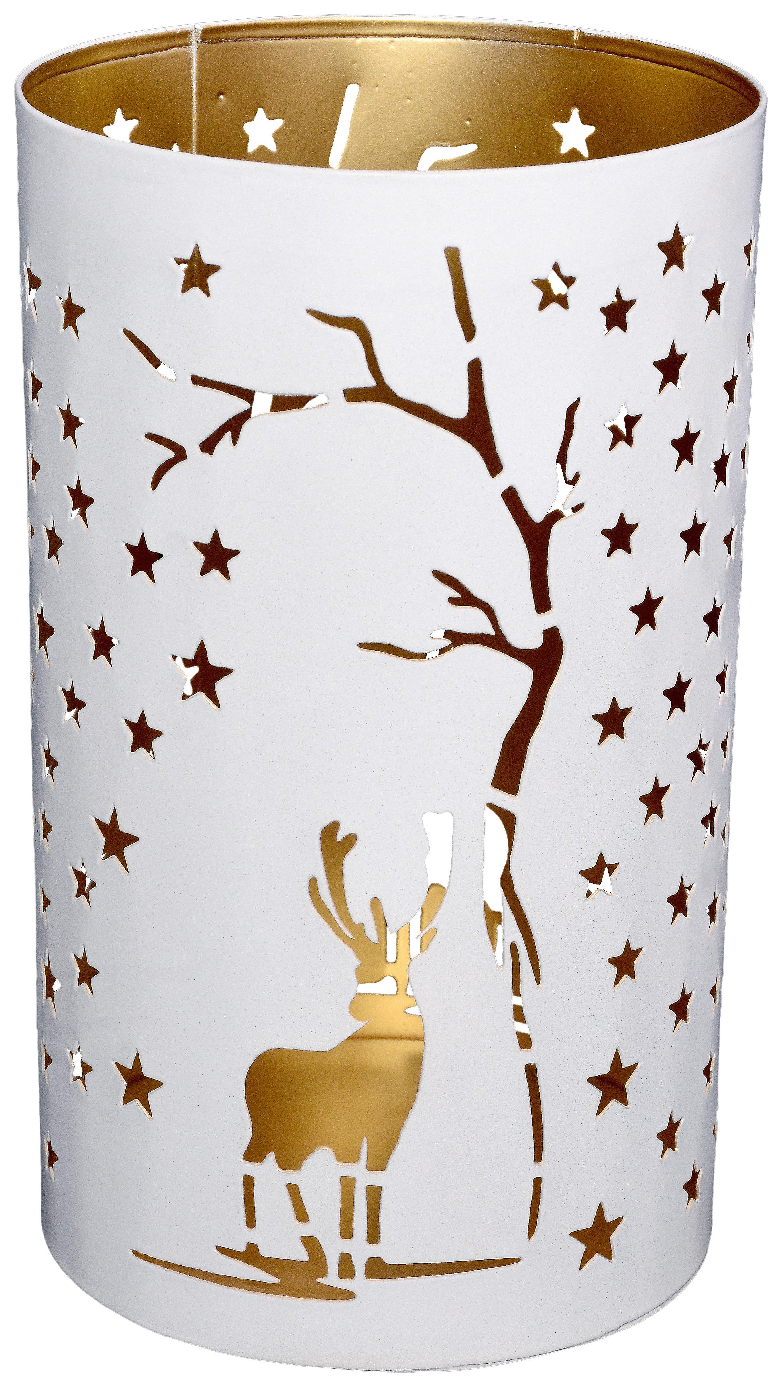 Laterne Lorik - Goldfarben/Weiß, KONVENTIONELL, Metall (12/20cm) - Luca Bessoni