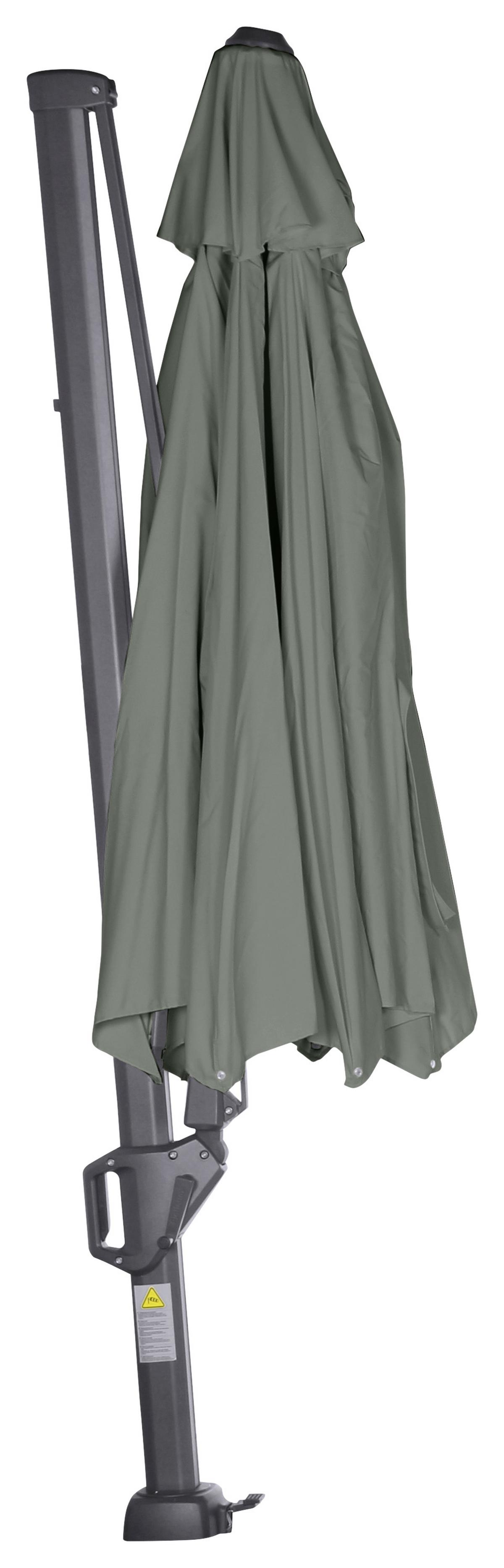 Ampelschirm Sunset N+ Ø 350 H: 252 cm Anthrazit/Olivgrün - Anthrazit/Olivgrün, KONVENTIONELL, Textil/Metall (350/350cm) - Siena Garden