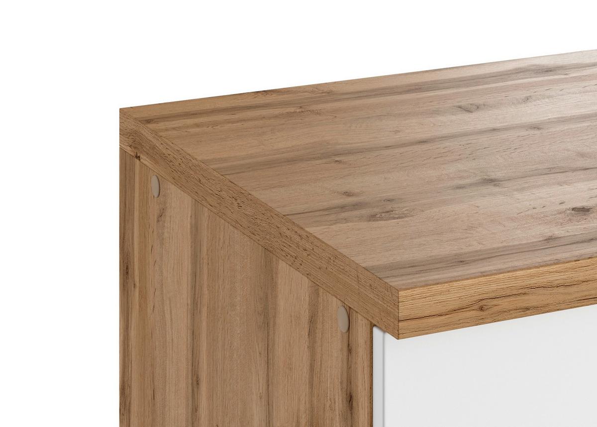 Kochfeldumbauschrank Meran B: 60 cm Weiß/Eiche Dekor - Eiche Wotan/Weiß, LIFESTYLE, Holzwerkstoff (60/86/60cm) - Held