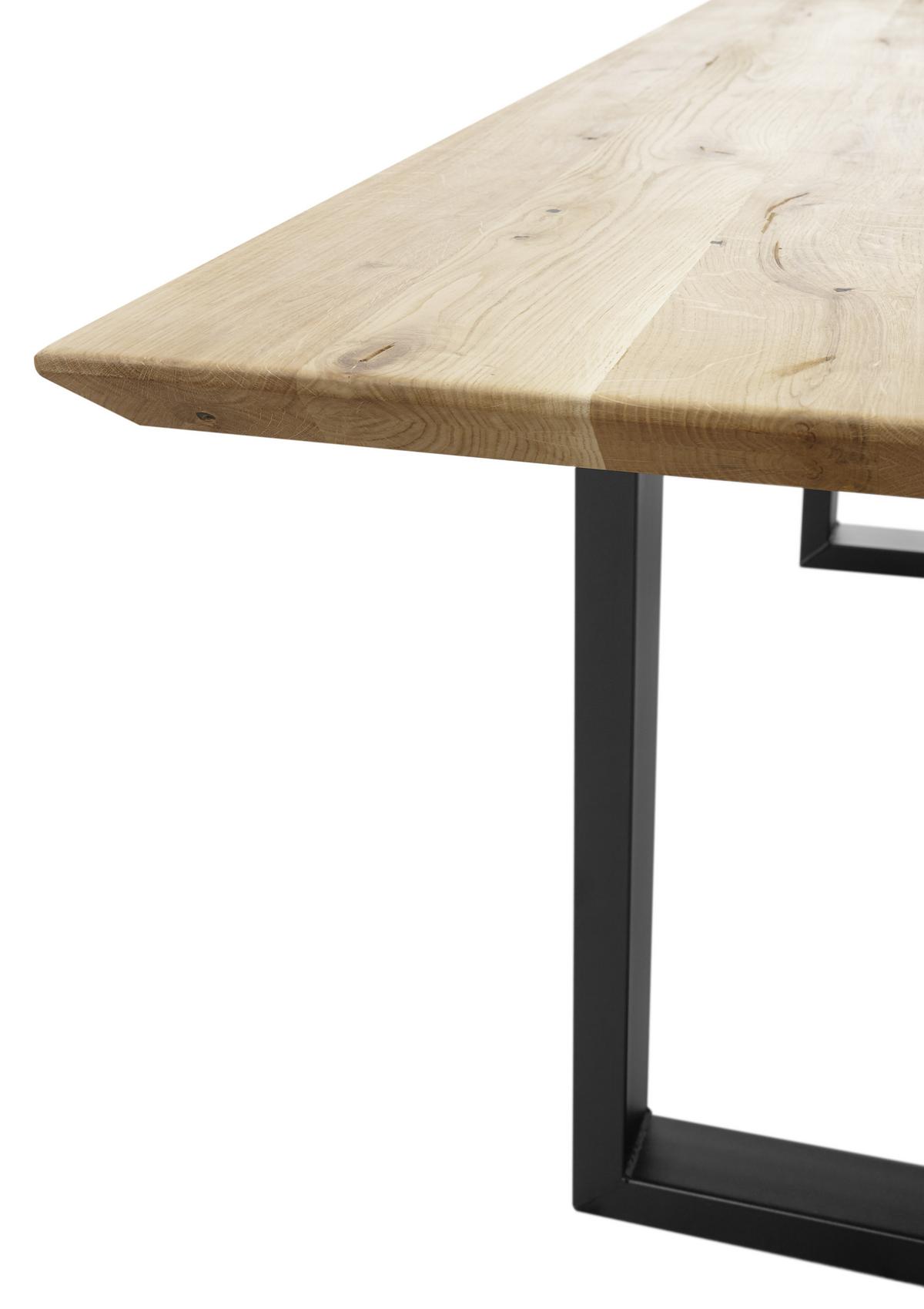 Esstisch Mit Echtholz-platte Bennet 200x100cm Eiche/schwarz - Eichefarben/Schwarz, Basics, Holz/Metall (200/100/74cm) - MID.YOU
