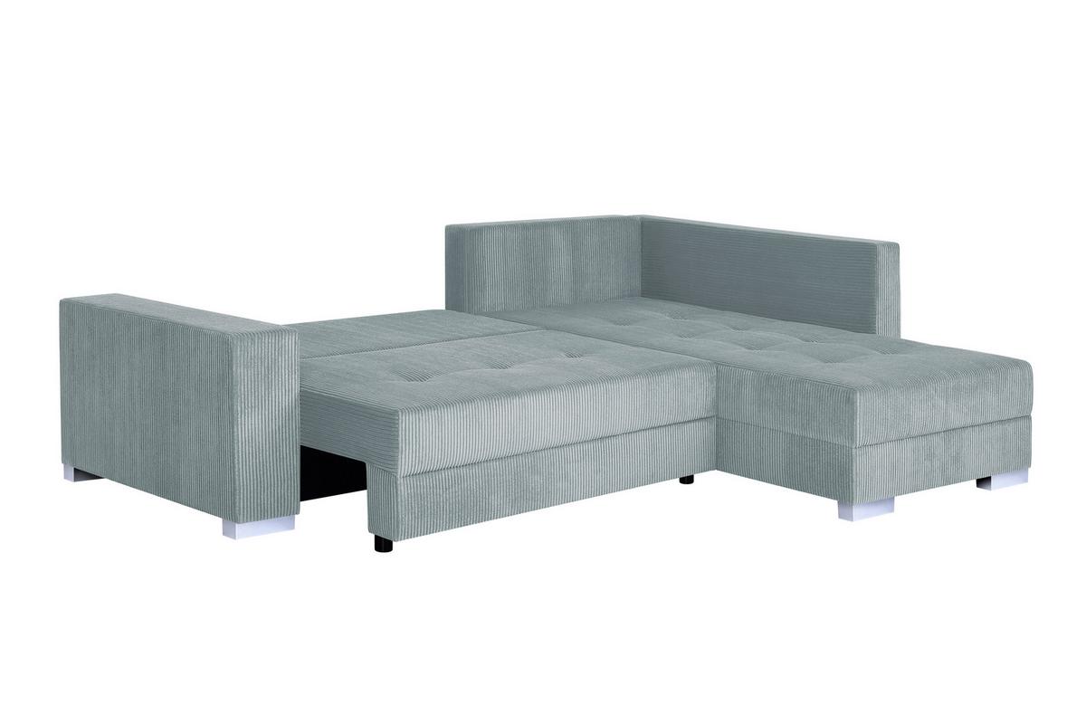 Ecksofa mit Schlaffunktion & Bettkasten Lars Mintgrün - Chromfarben/Schwarz, Design, Holzwerkstoff/Textil (260/218cm) - P & B
