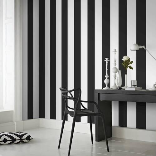 Vliestapete 32-851 - Schwarz/Weiß, Basics, Papier/Kunststoff (52/1000cm)