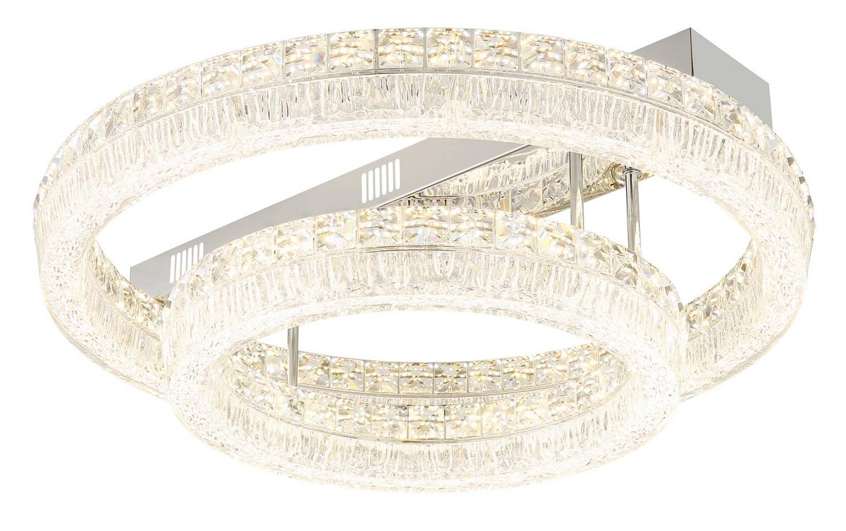 LED-Deckenleuchte Memory-Funktion - Klar/Chromfarben, KONVENTIONELL, Glas/Kunststoff (60/19,5cm) - Globo