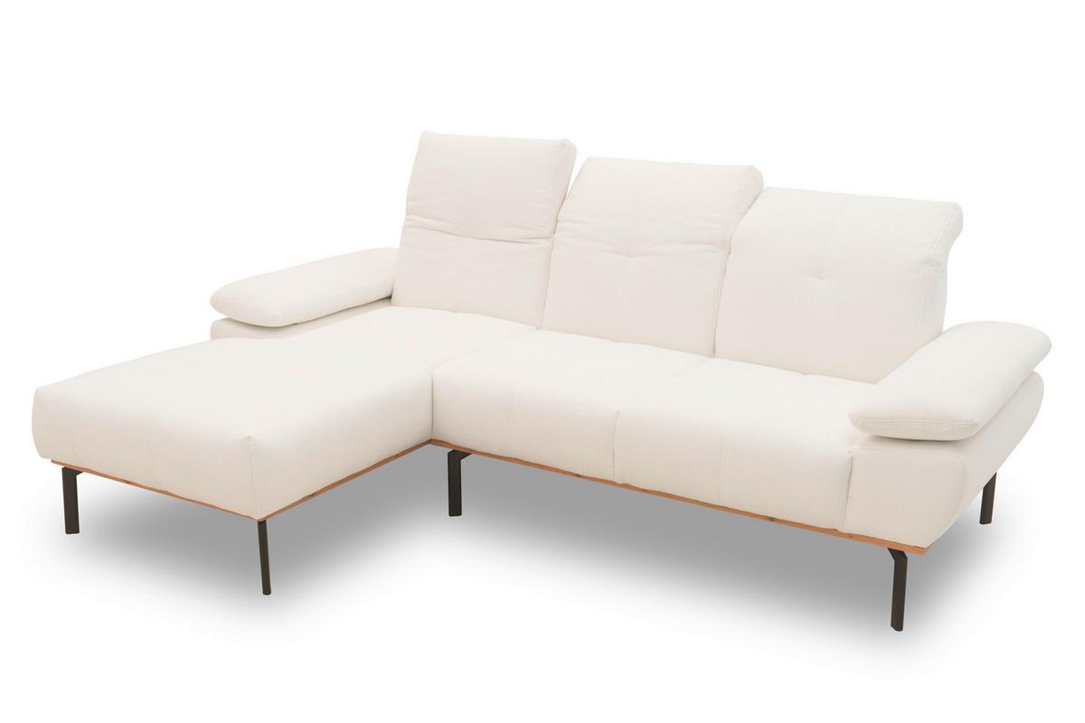 Ecksofa Weiß S: 242x170 cm - Wildeiche/Schwarz, Design, Holz/Textil (242/170cm) - MID.YOU