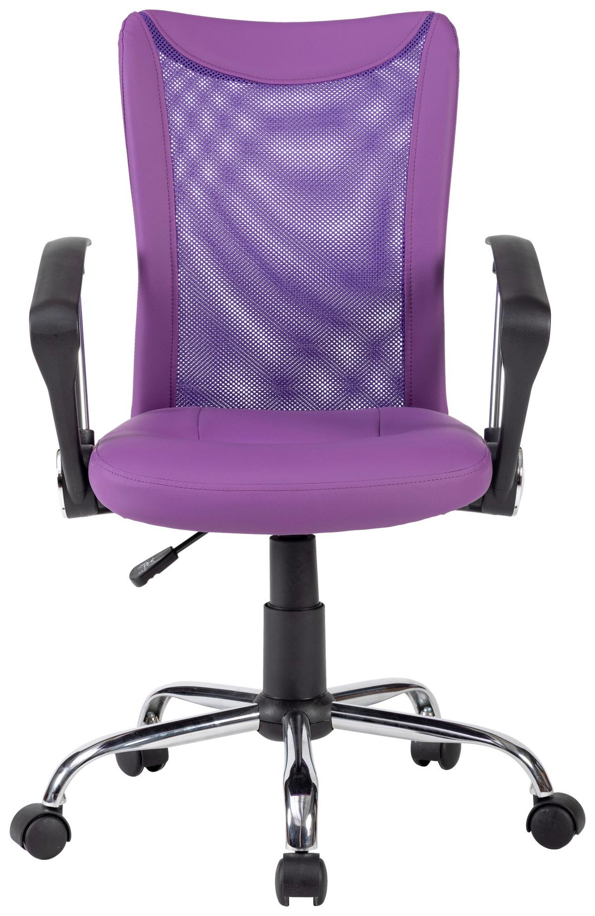 Drehstuhl Vanessa Lila/Schwarz/Chrom B: 56 cm - Chromfarben/Lila, Trend, Kunststoff/Textil (56/99/56cm)