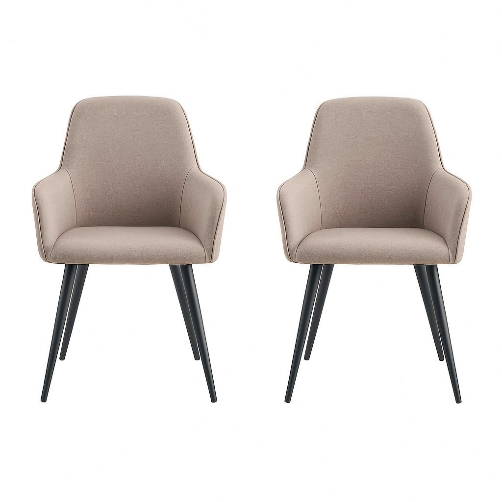 Armlehnstuhl-set Harbo Graubraun B: 57 Cm - Graubraun/Schwarz, MODERN, Textil/Metall (57/87/65cm) - MID.YOU