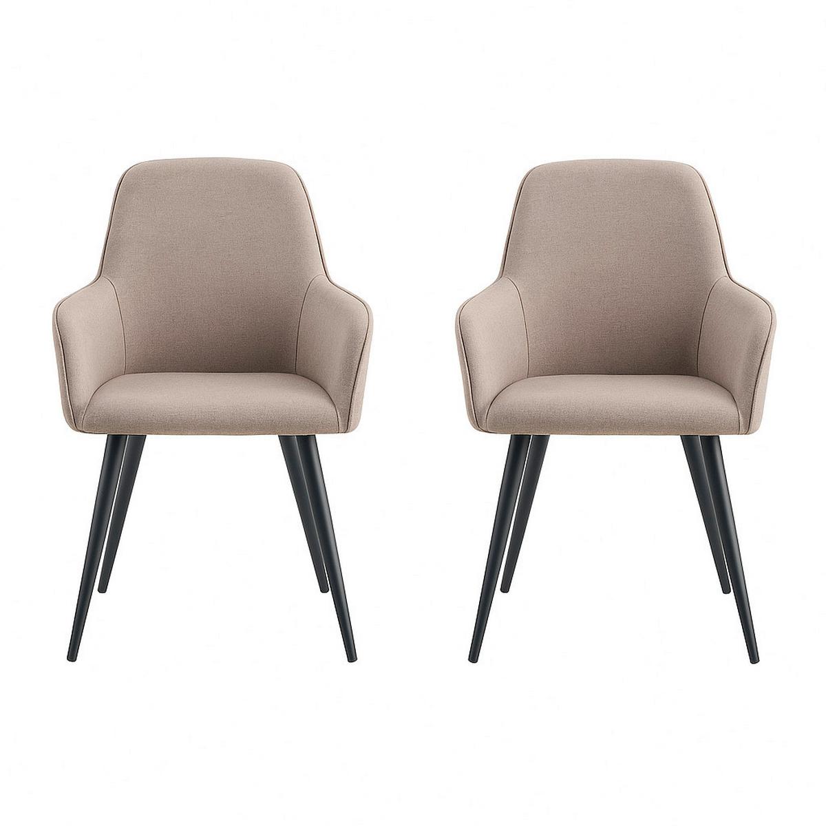 Armlehnstuhl-set Harbo Graubraun B: 57 Cm - Graubraun/Schwarz, MODERN, Textil/Metall (57/87/65cm) - MID.YOU