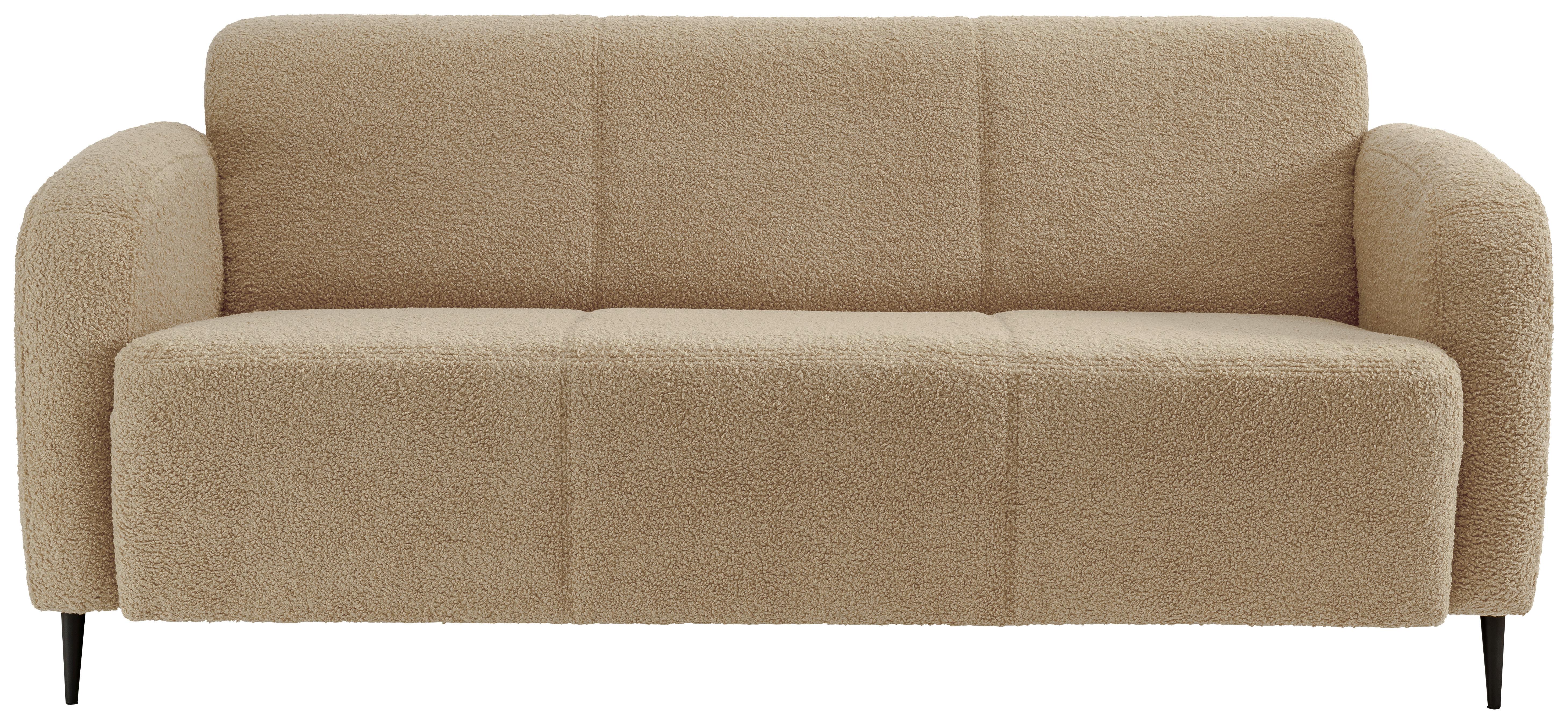 3-Sitzer-Sofa Marone Creme Teddystoff - Creme/Schwarz, MODERN, Textil (180/76/90cm) - Livetastic