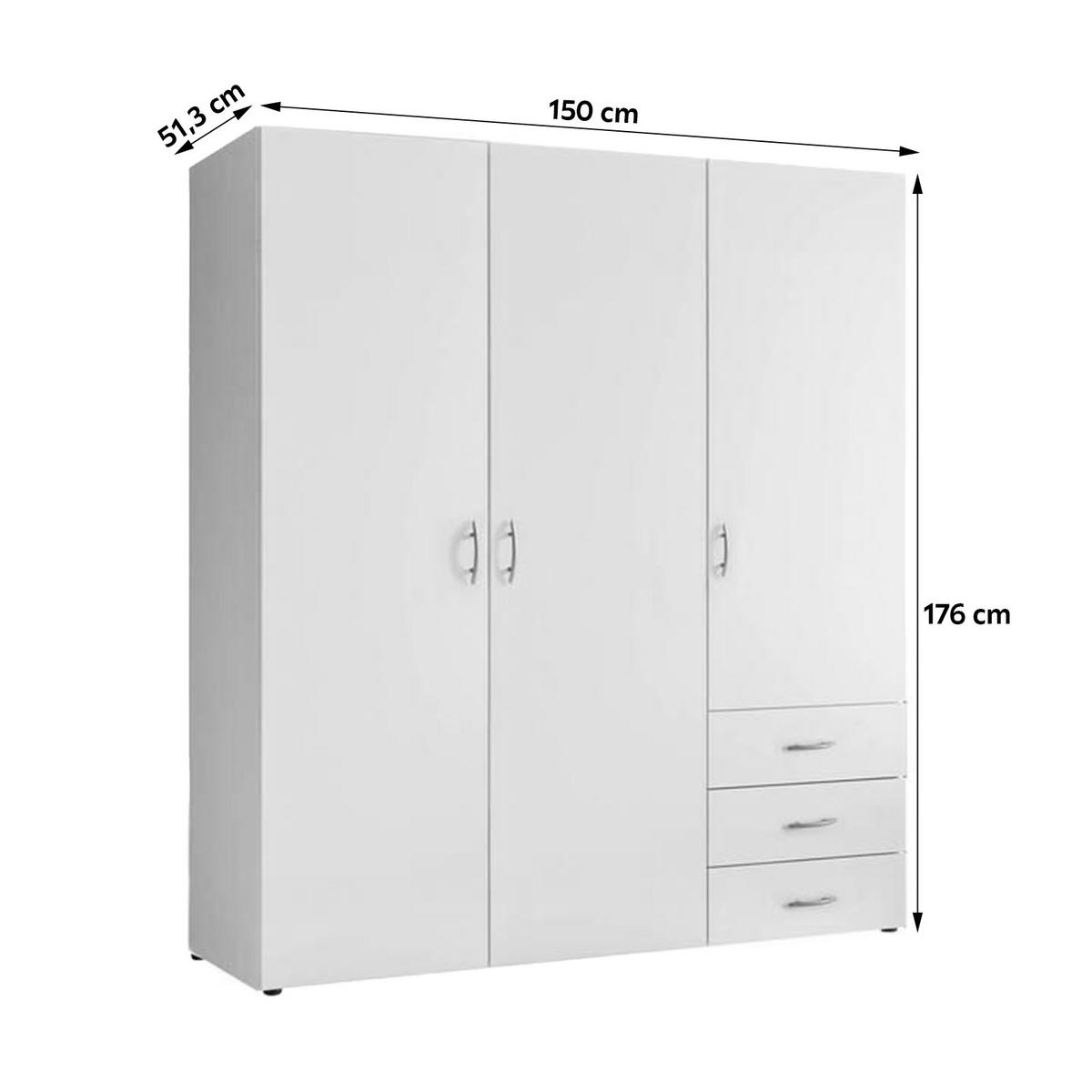 Drehtürenschrank mit Laden B: 150 cm Harry Weiß - Weiß, MODERN, Holzwerkstoff (150/176/51,3cm) - MID.YOU