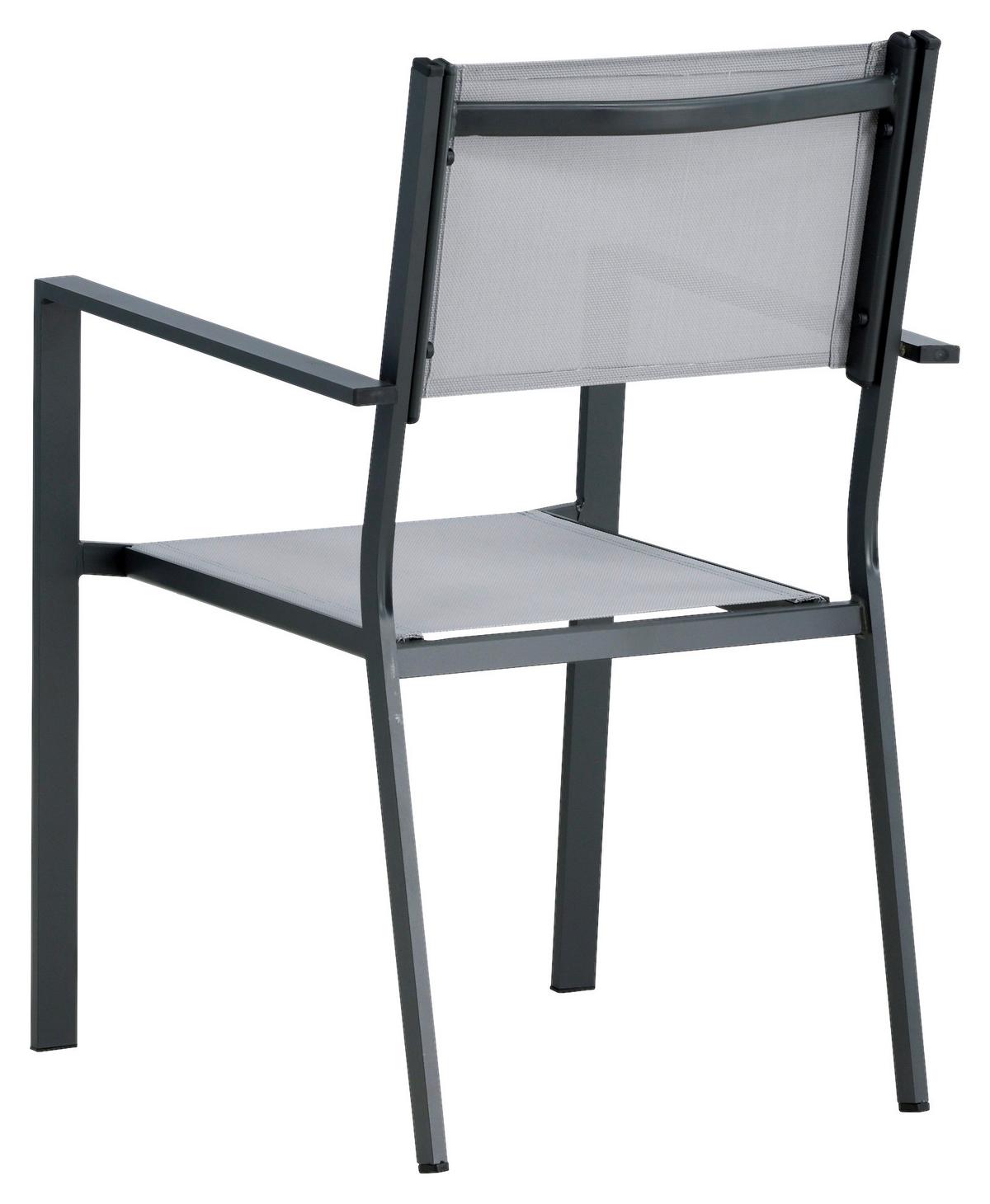 Gartensessel Stapelbar Copacabana Aluminium - Schwarz/Grau, KONVENTIONELL, Textil/Metall (56,5/88/61cm) - Gardenson