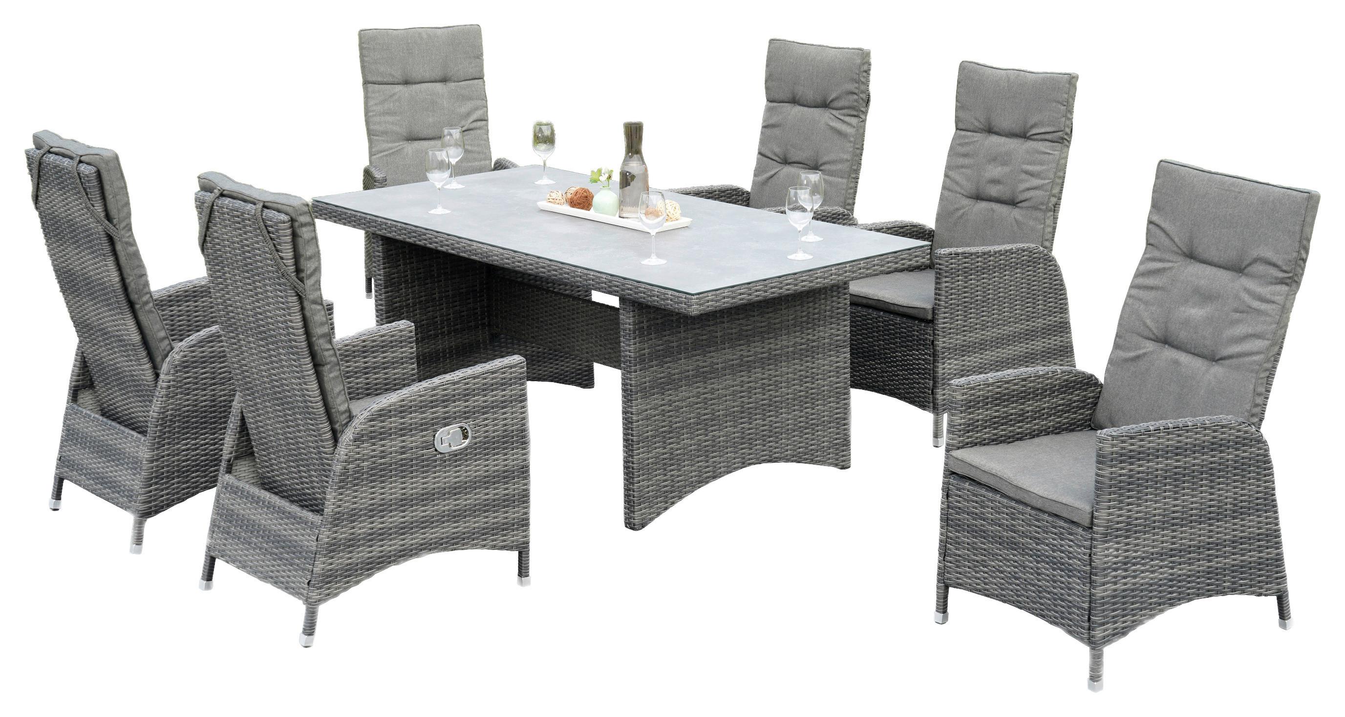 Gartenset Bologna - Grau, MODERN, Kunststoff/Textil - Gardenson