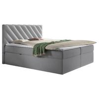 Boxspringbett mit Topper Hellgrau 160x200 cm Gusto - Hellgrau/Schwarz, MODERN, Textil (160/200cm) - MID.YOU