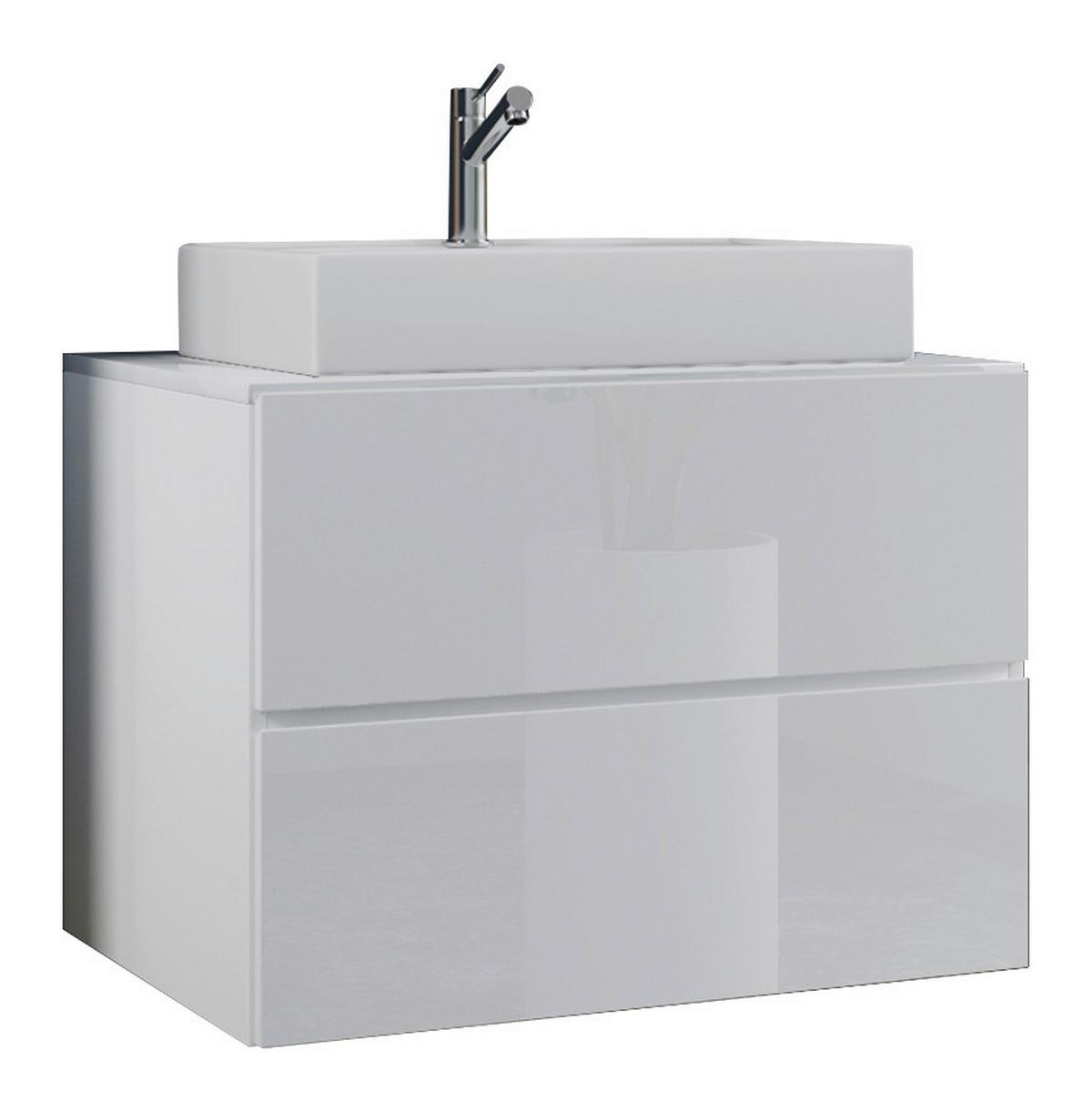 Waschbecken Mit Unterschrank B: 80 Cm Weiß - Weiß, MODERN, Keramik/Holzwerkstoff (80cm) - MID.YOU