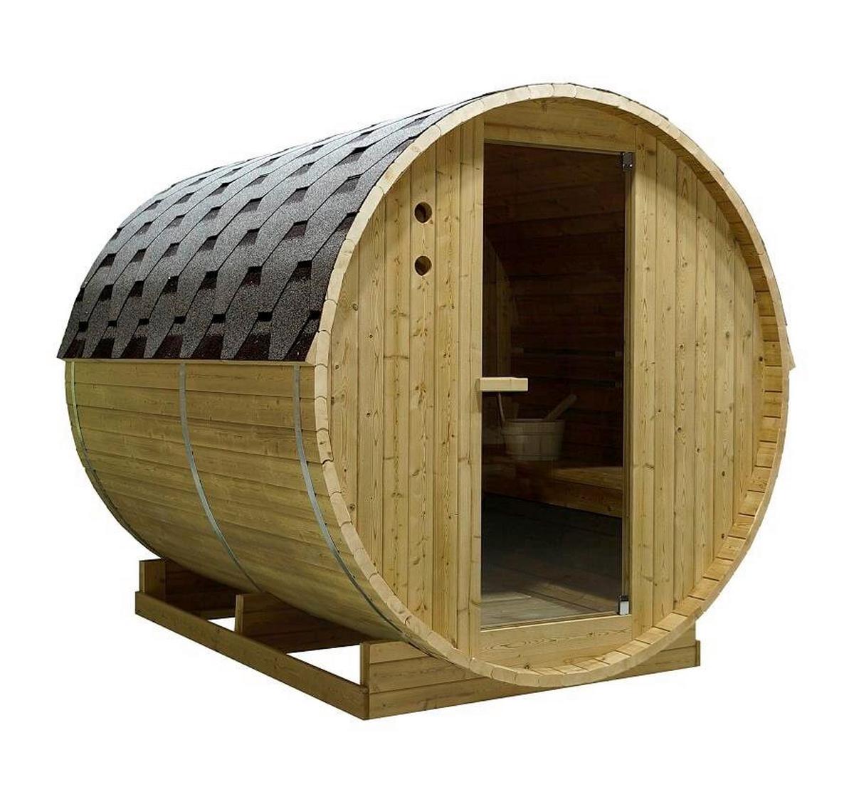 Saunafass Tromsö Fichtefarben B: 220 cm - Fichtefarben, KONVENTIONELL, Glas/Holz (189/220/191,5cm) - Sanotechnik