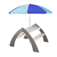 Kinder-gartentisch Dunkelblau/ Grau/weiß Holz Wetterbeständig - Weiß/Dunkelblau, Basics, Holz (119/75/108cm) - Ambia Garden