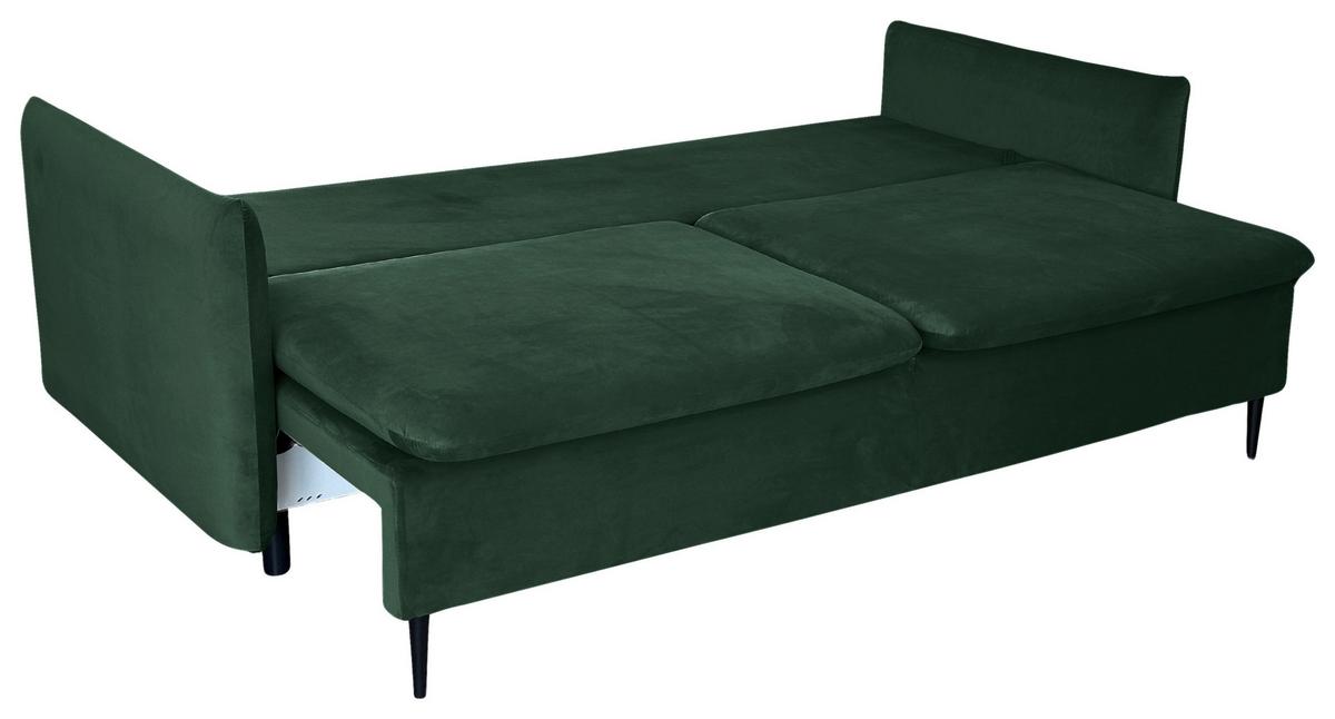 Schlafsofa Mit Bettkasten Orlando Grün B: 220 Cm - Schwarz/Grün, Design, Textil (220/96/102cm) - MID.YOU