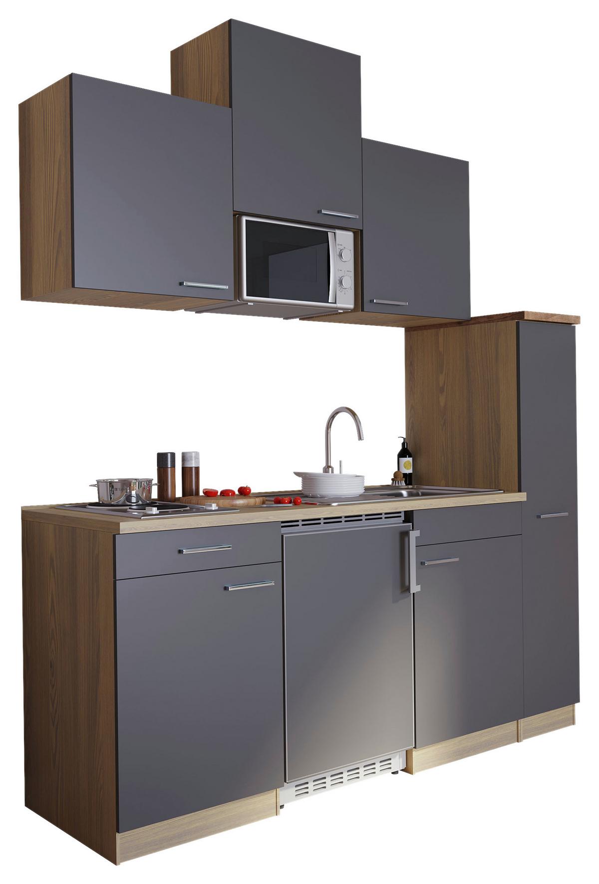 Küchenblock Luis Singleküche 180 Cm - Eichefarben/Grau, Basics, Holzwerkstoff (180cm) - Respekta