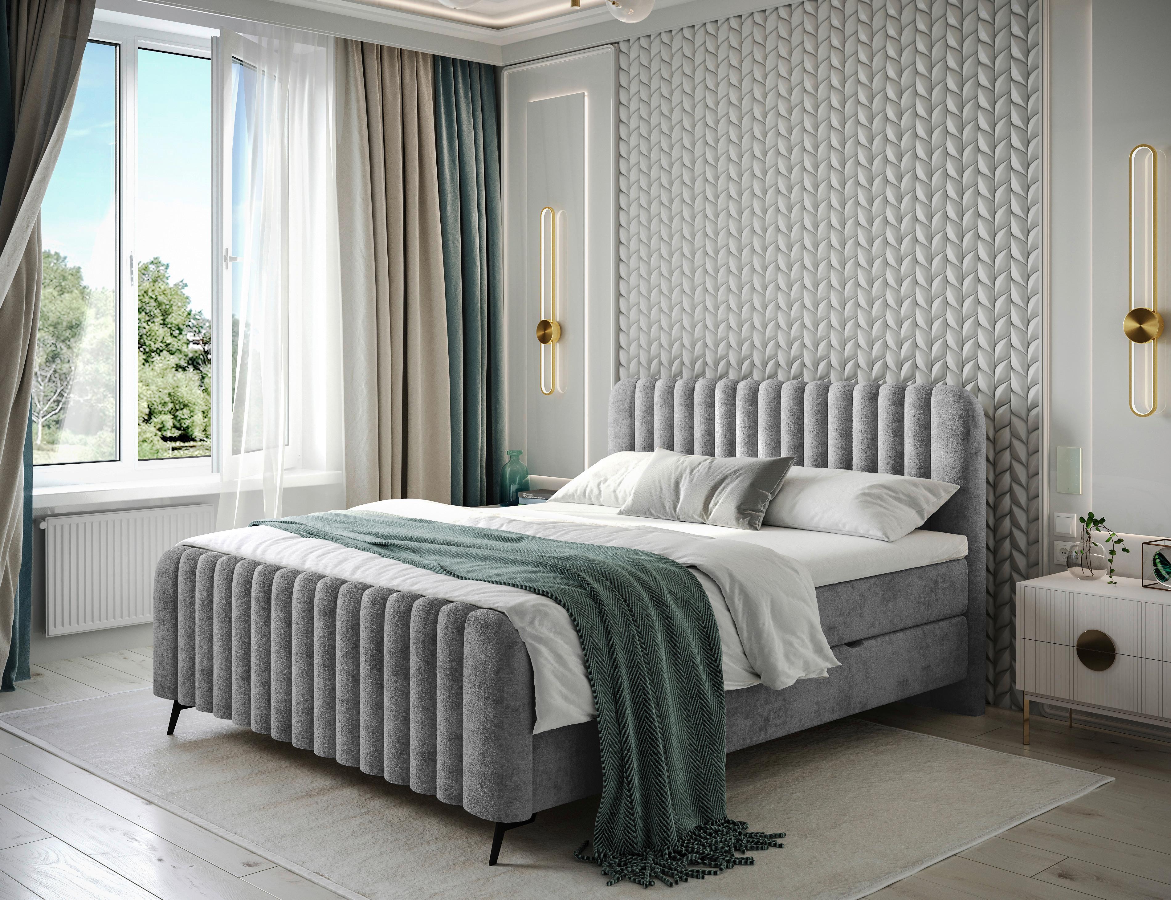 Boxspringbett mit Topper & Bettkasten 180x200 cm Liam - Schwarz/Grau, MODERN, Holz/Holzwerkstoff (180/200cm) - MID.YOU