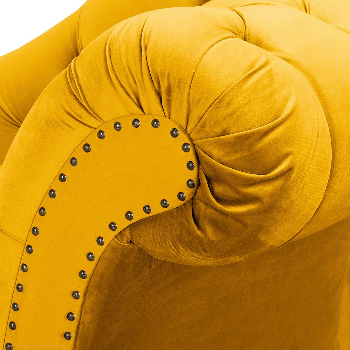 Récamiere Pako Senfgelb B: 185cm - Senfgelb/Braun, Design, Textil (185/93/75cm) - Livetastic