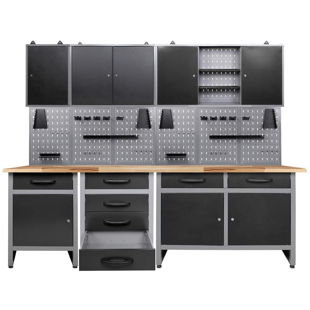 Werkbank-Set Entdecker B: 240 cm Anthrazit/Grau