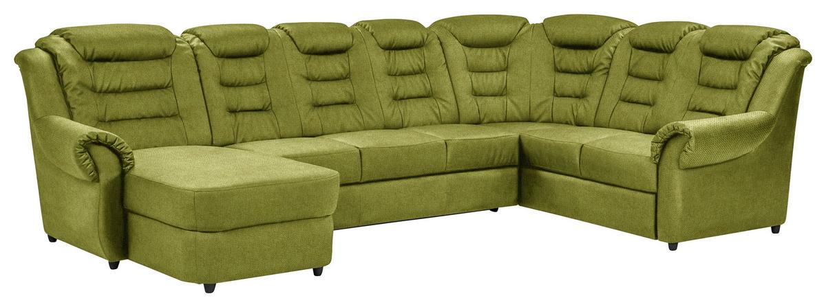 Wohnlandschaft Boston Grün Chenille - Schwarz/Grün, KONVENTIONELL, Textil (165/333/216cm) - Livetastic