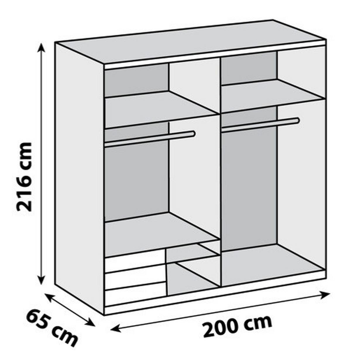 Schwebetürenschrank Level 36 A Grau Dekor/Spiegel, B: 200cm - Sahara, MODERN, Glas/Holzwerkstoff (200/216/65cm) - MID.YOU