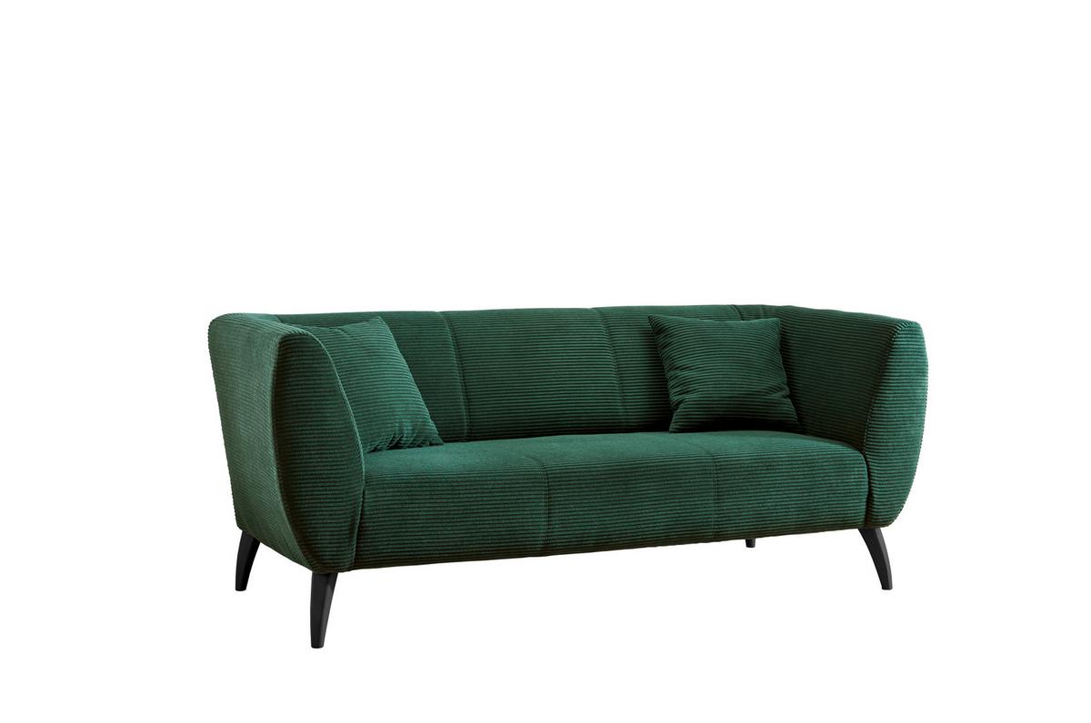 3-sitzer-sofa Colori Grün Rücken Echt - Schwarz/Grau, MODERN, Textil (208/83/88cm) - MID.YOU