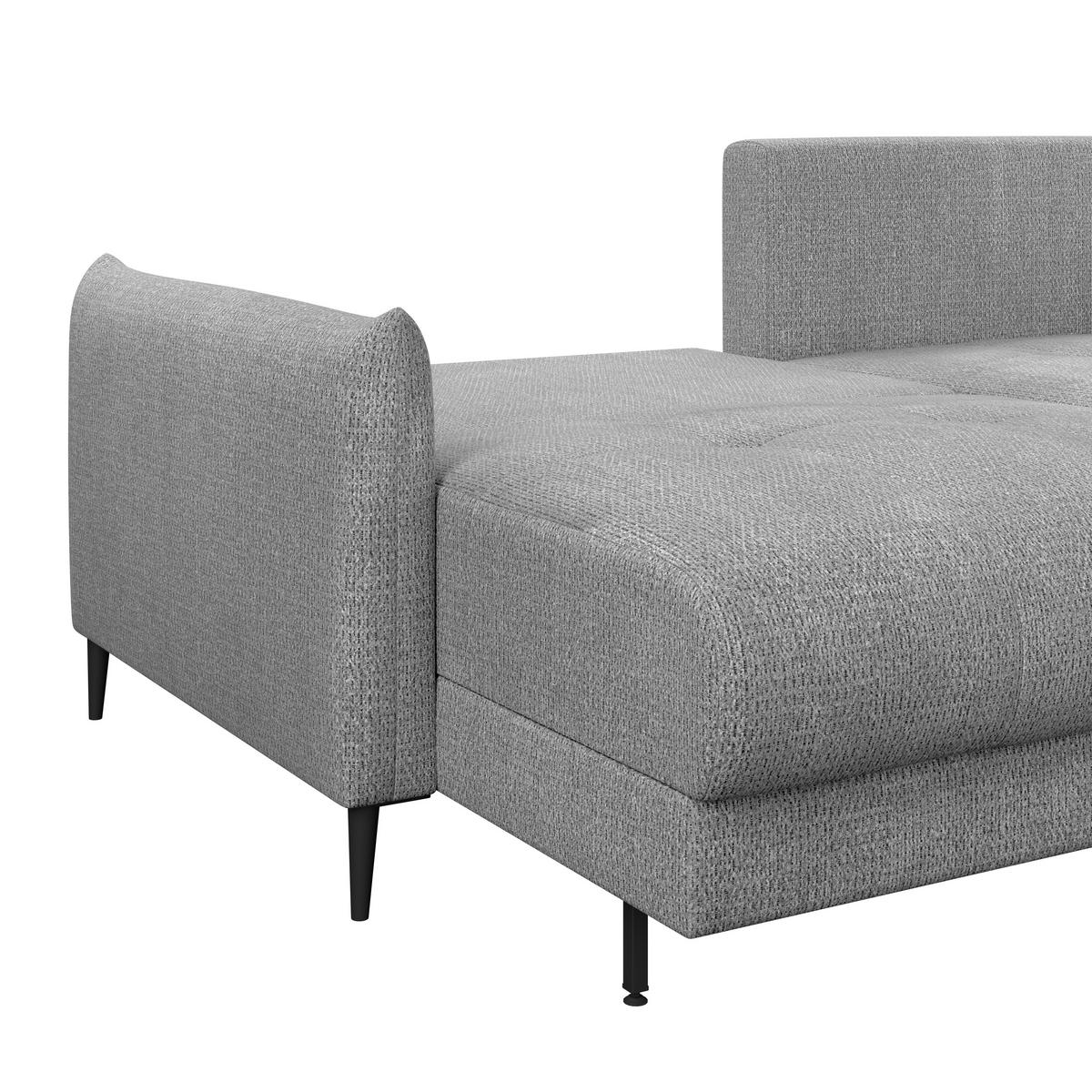 Ecksofa Polis Webstoff grau, 221x142cm - Schwarz/Grau, Trend, Textil (221/142cm) - Ondega