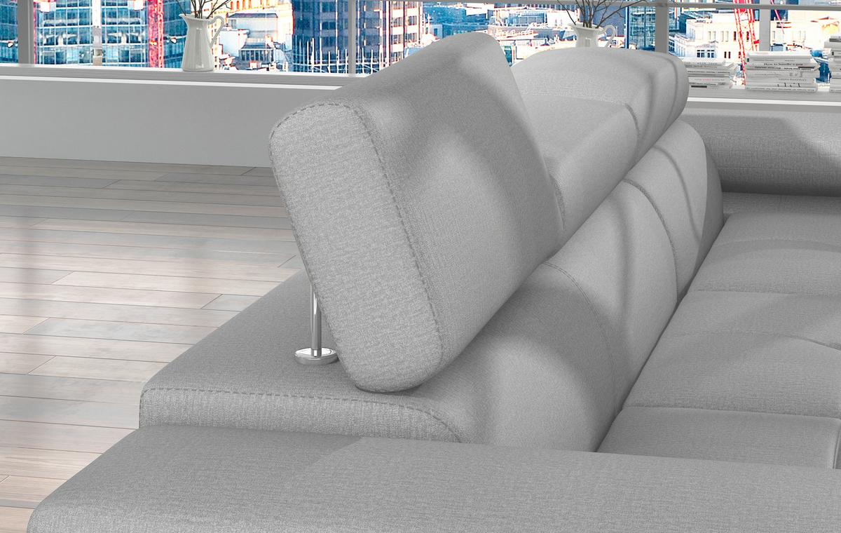 Ecksofa Armando Hellgrau S: 289x203 Cm - Chromfarben/Hellgrau, Design, Textil (289/203cm) - MID.YOU