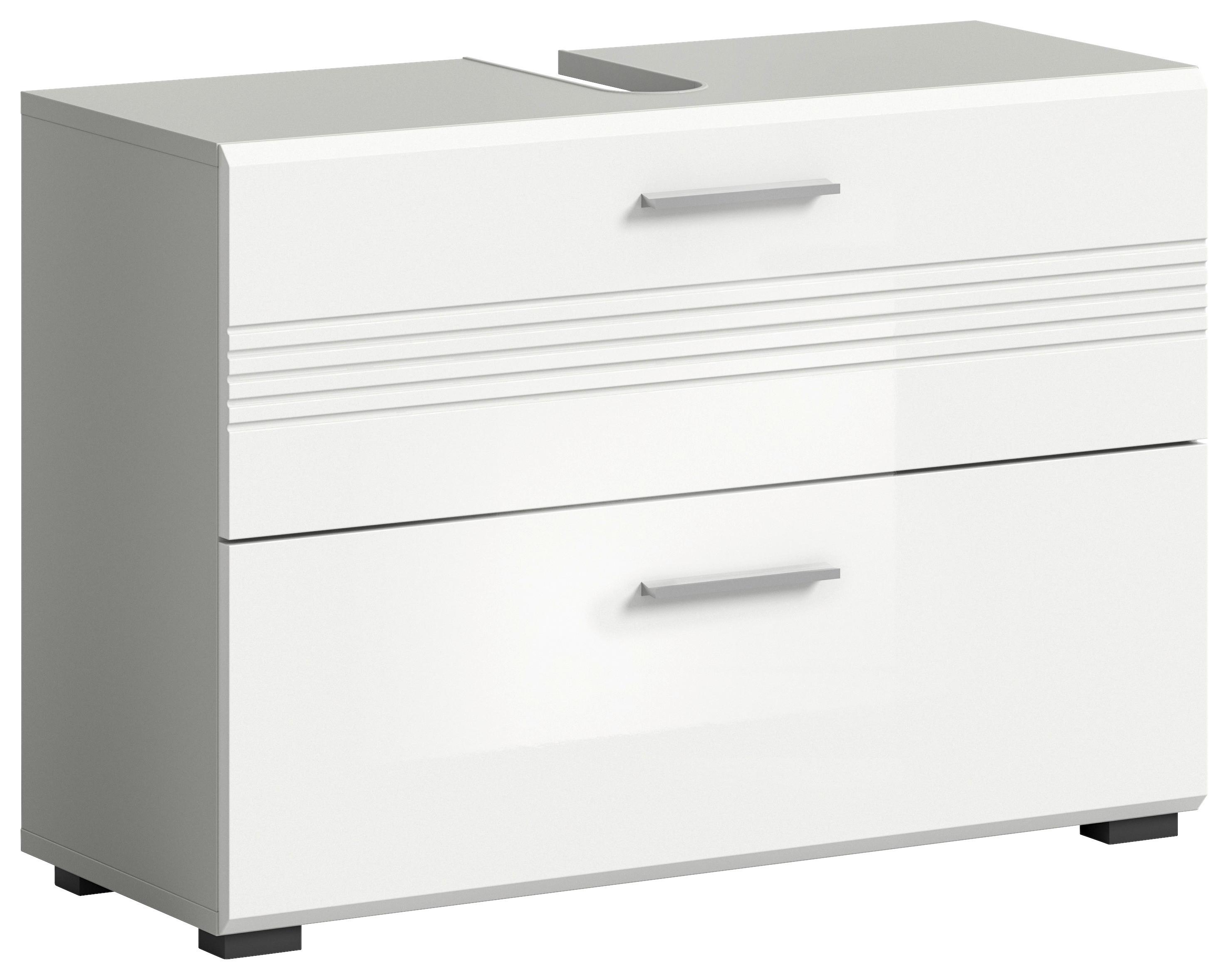 Waschbeckenunterschrank Copa B: 80 cm Weiß/Grau - Weiß Hochglanz/Weiß, MODERN, Holzwerkstoff (80/56/32cm) - MID.YOU