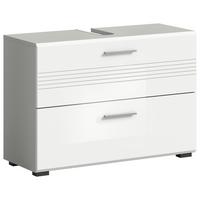 Waschbeckenunterschrank Copa B: 80 cm Weiß/Grau - Weiß Hochglanz/Weiß, MODERN, Holzwerkstoff (80/56/32cm) - MID.YOU