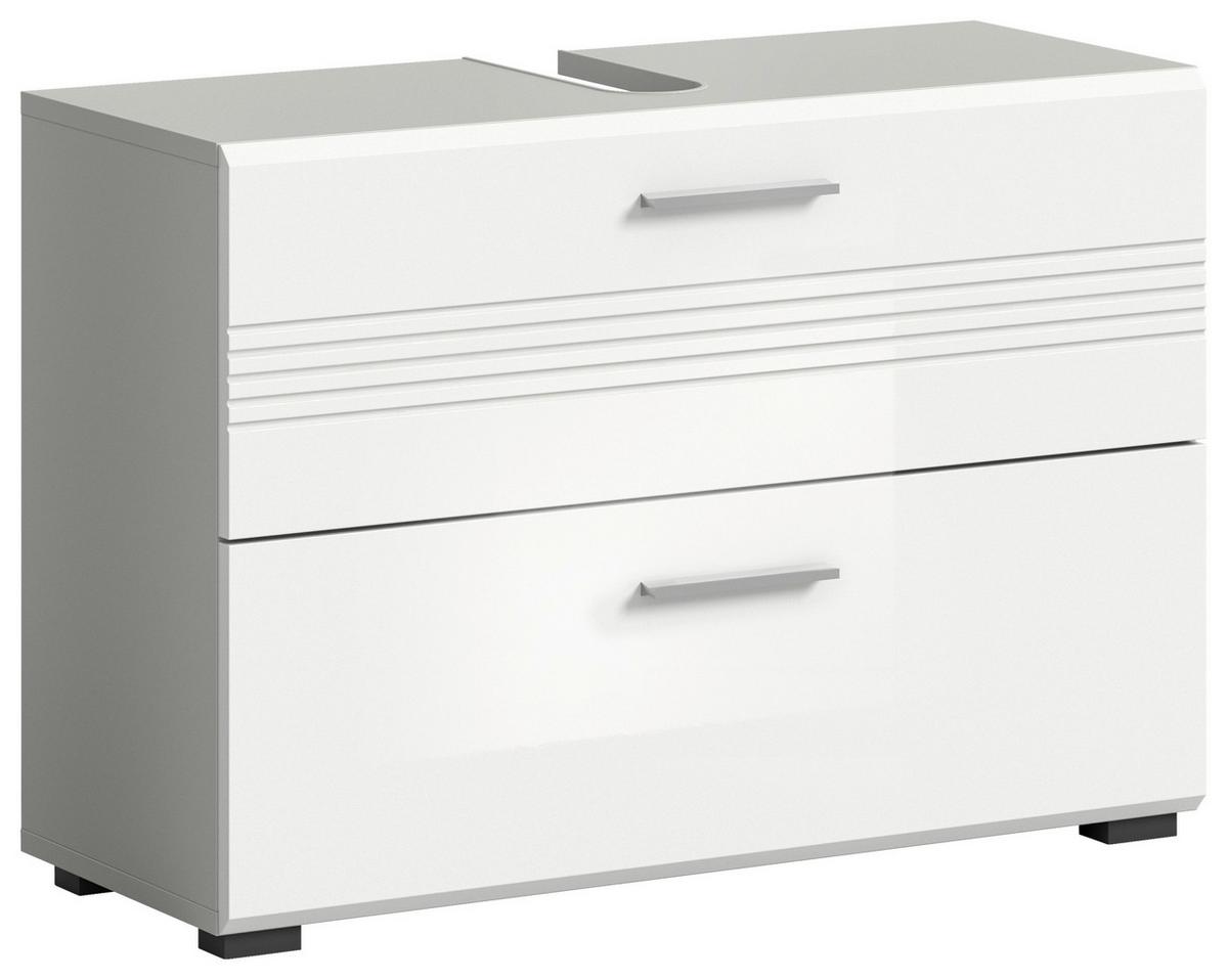 Waschbeckenunterschrank Copa B: 80 cm Weiß/Grau - Weiß Hochglanz/Weiß, MODERN, Holzwerkstoff (80/56/32cm) - MID.YOU