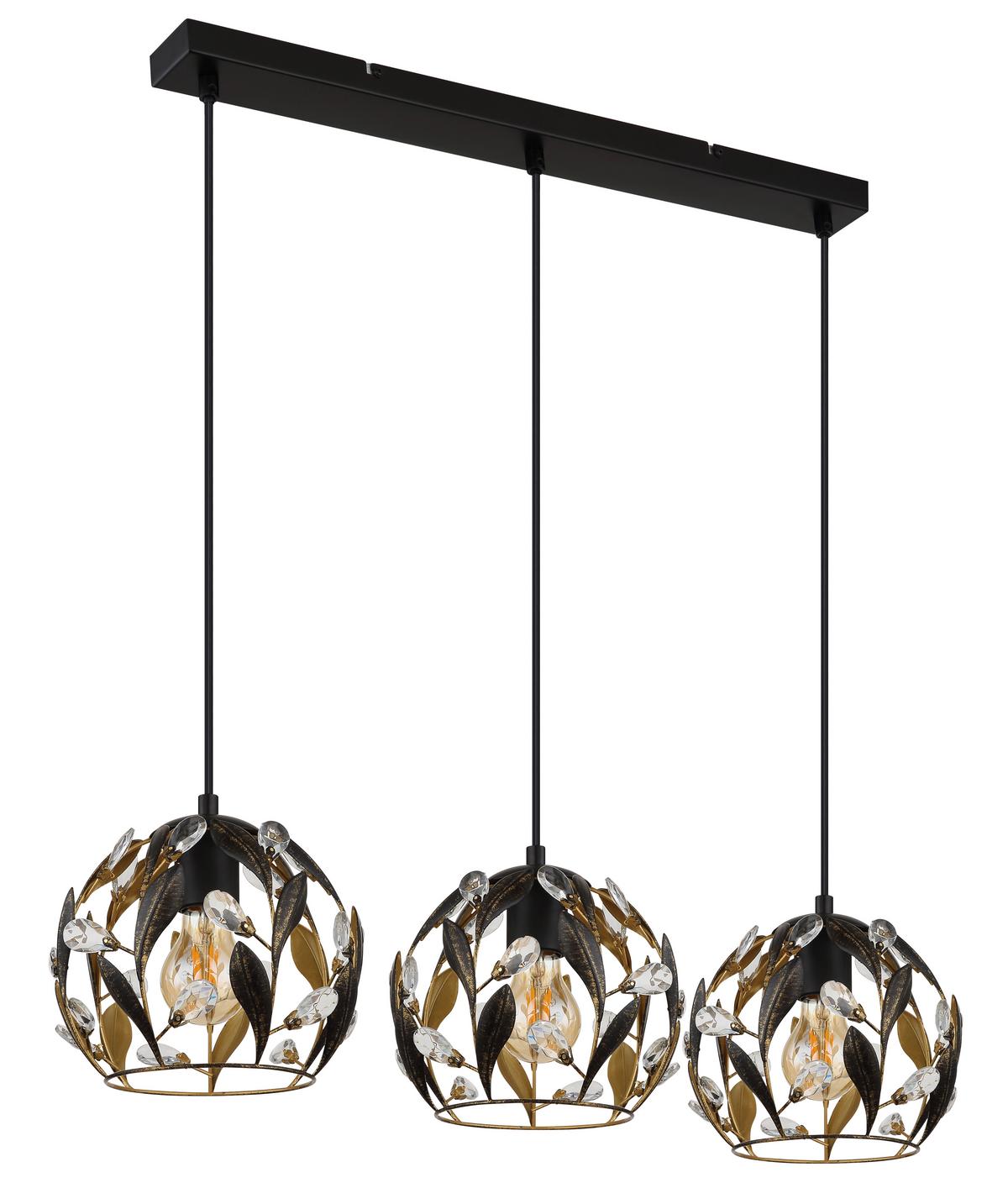 Hängeleuchte Mika Klar Schwarz Goldfarben L:74cm - Klar/Goldfarben, Basics, Kunststoff/Metall (74/20/150cm) - Globo
