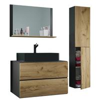 Badezimmer Lendas Bl L - Honigeiche/Anthrazit, MODERN, Glas/Keramik (94cm) - MID.YOU