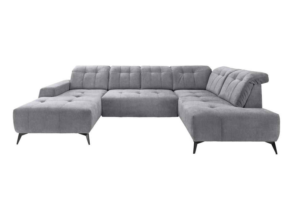 Ecksofa, Sitzvorzug Elektrisch Sano, Hellgrau, 180x337x200cm - Hellgrau/Schwarz, MODERN, Textil (180/337/200cm) - Livetastic