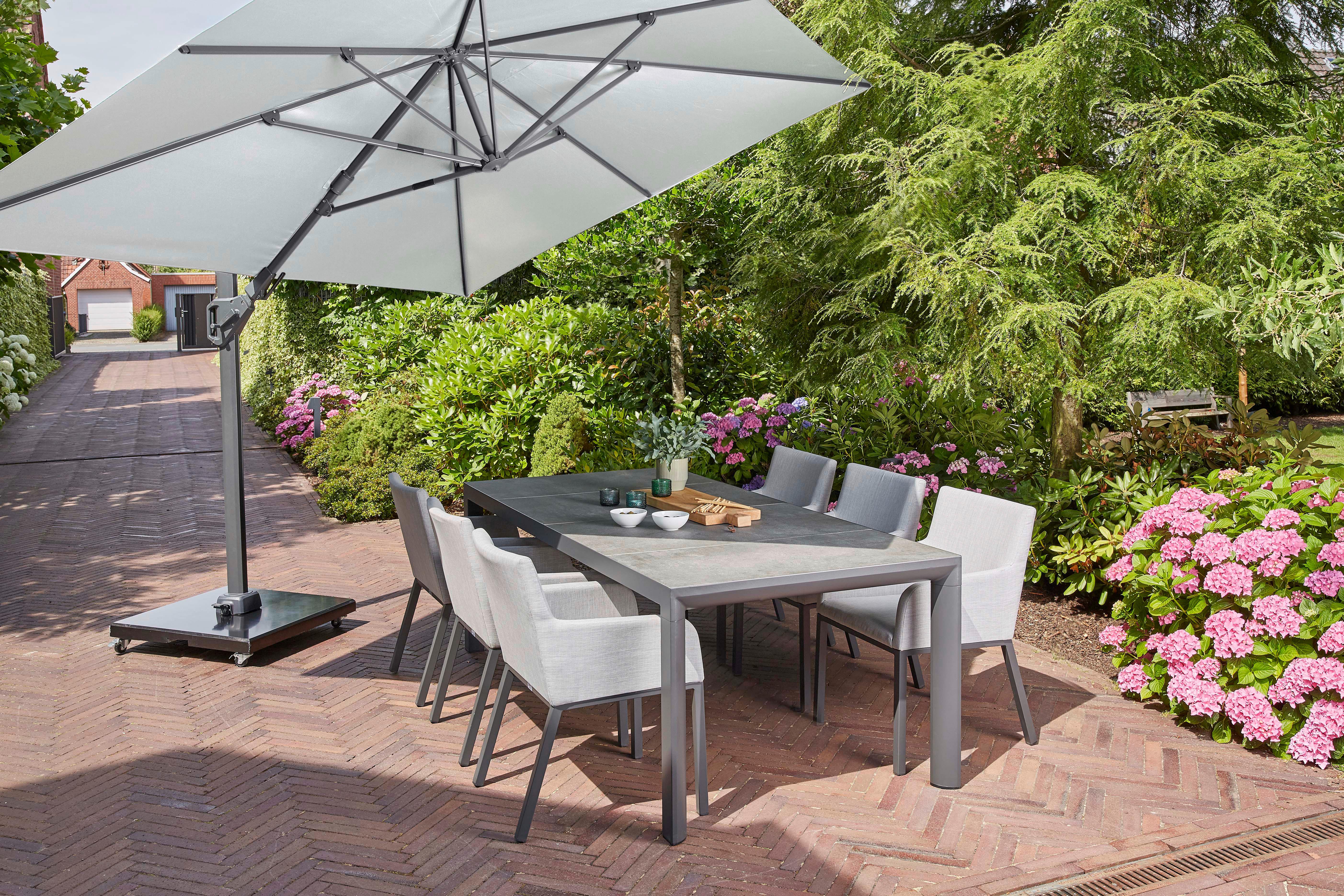 Ampelschirm Sunset N+ BxHxT 350x 252x260 cm Anthrazit/Grau - Anthrazit/Grau, KONVENTIONELL, Textil/Metall (350/260cm) - Siena Garden