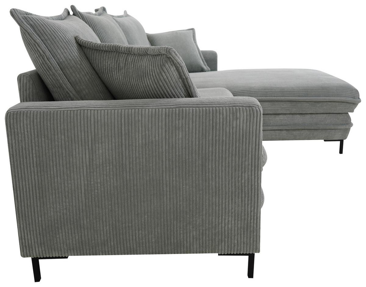Ecksofa Armilla Hellgrau S: 272x174 cm - Hellgrau/Schwarz, Design, Textil (272/174cm) - MID.YOU