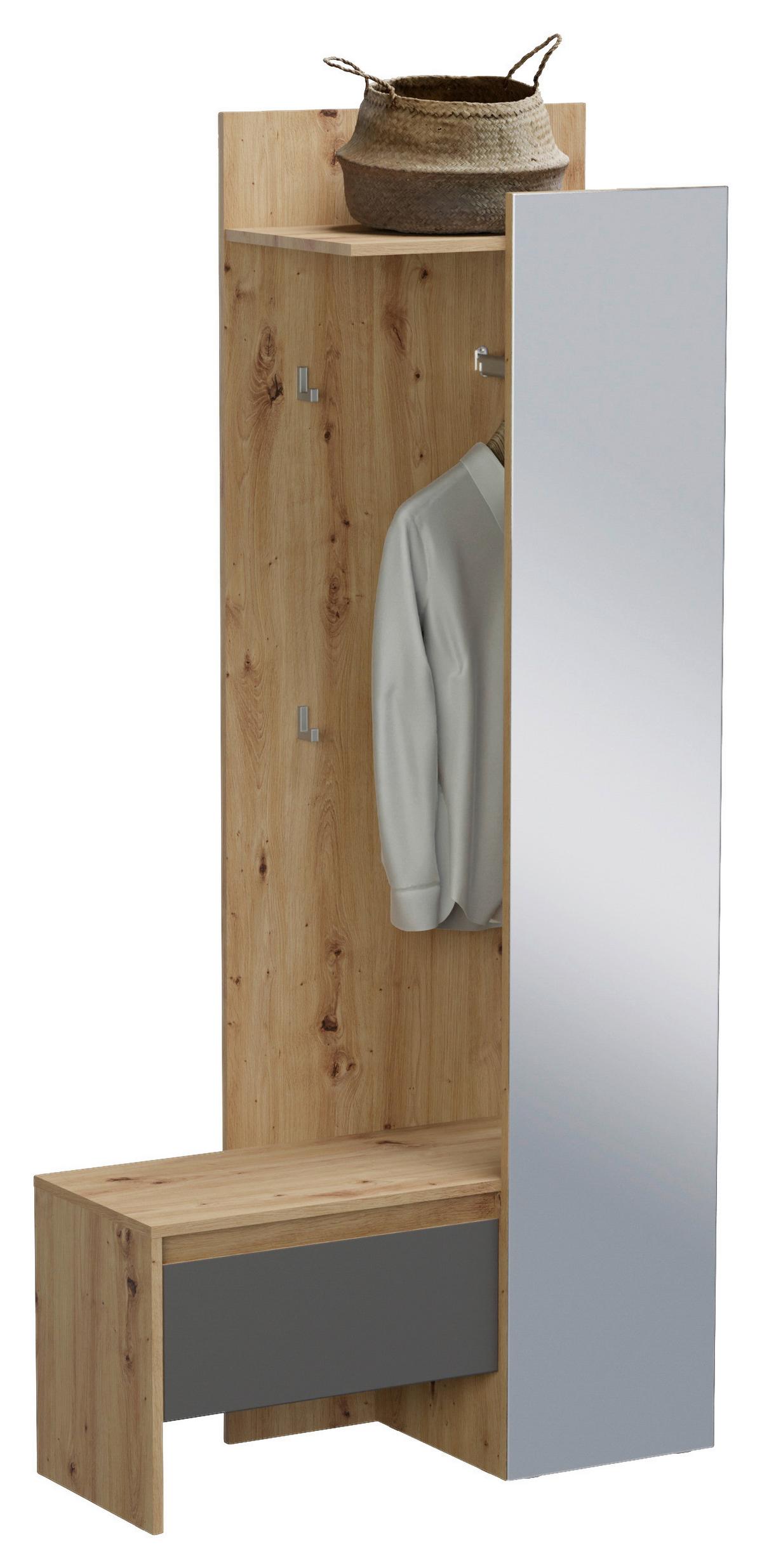 PREDSIEŇOVÝ NÁBYTOK TORINO - sivá/dub artisan, Modern, kompozitné drevo/sklo (90/180/39cm) - MID.YOU
