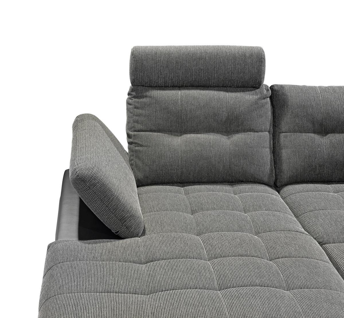 Wohnlandschaft Jakarta Mit Schlaffunktion Grau/schwarz - Chromfarben/Schwarz, Design, Textil (170/324/218cm) - MID.YOU