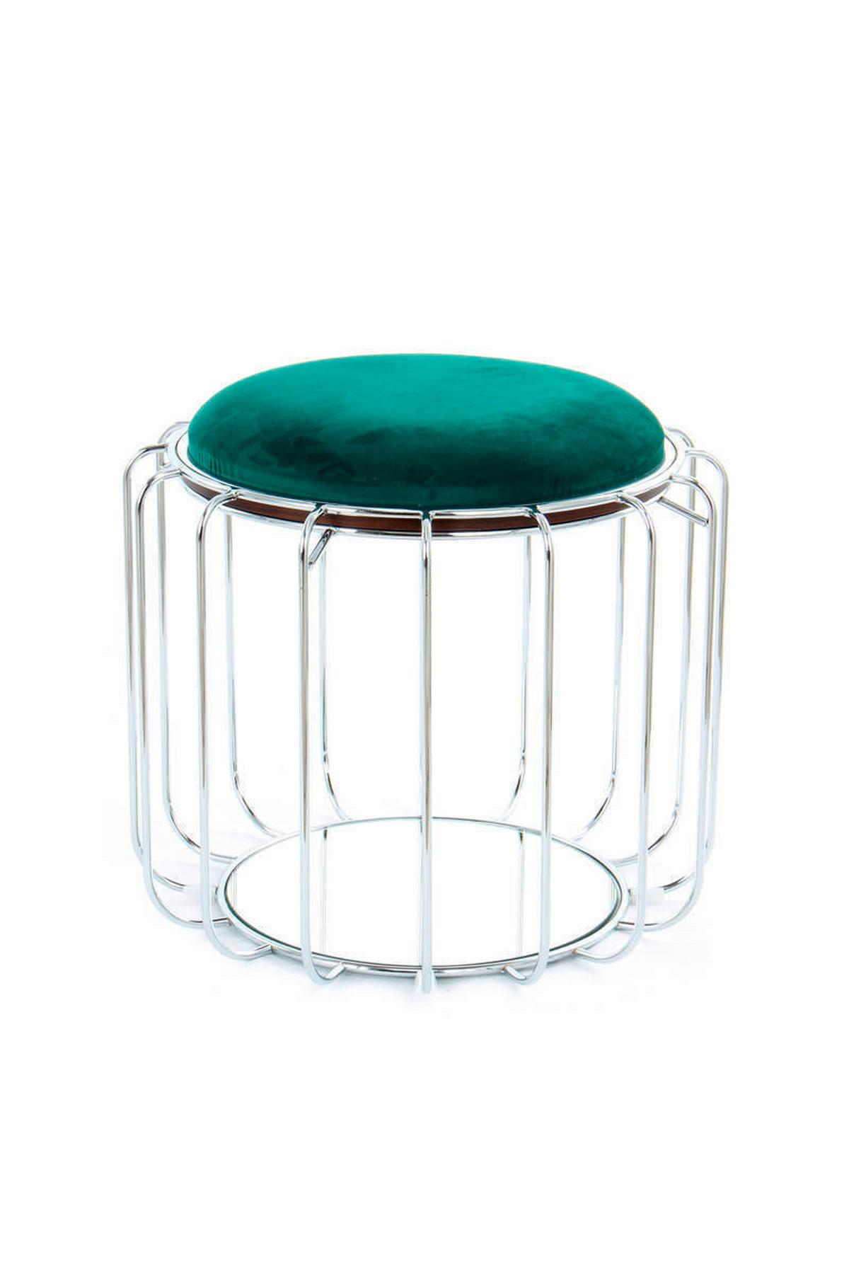 Beistelltisch/pouf 2 In 1 Comfortable Silber/dunkelgrün - Dunkelgrün/Silberfarben, Basics, Glas/Holzwerkstoff (50/50/45cm) - Kayoom