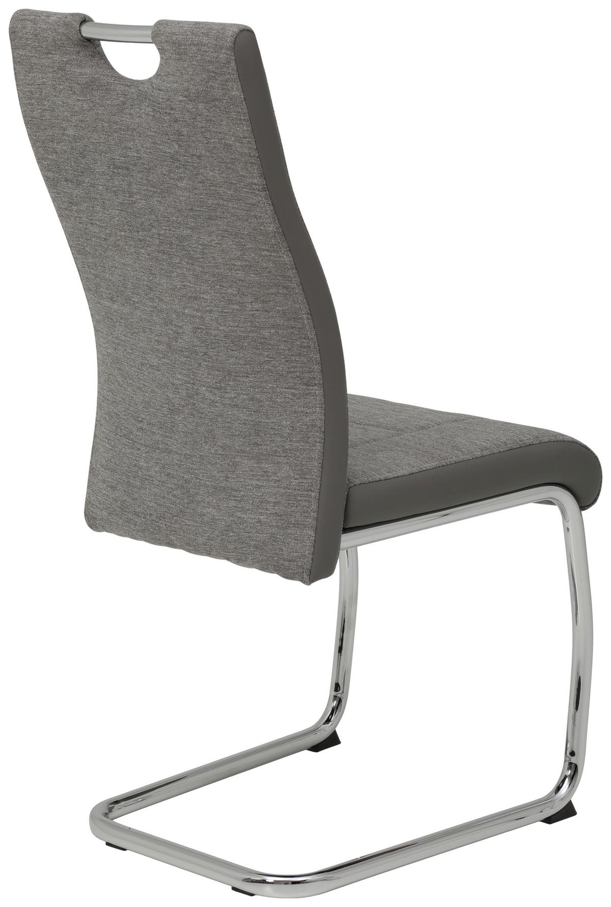 Schwingstuhl Alina Grau Mit Gripp 2er-Set - Chromfarben/Grau, MODERN, Textil/Metall (43/98/59cm) - MID.YOU