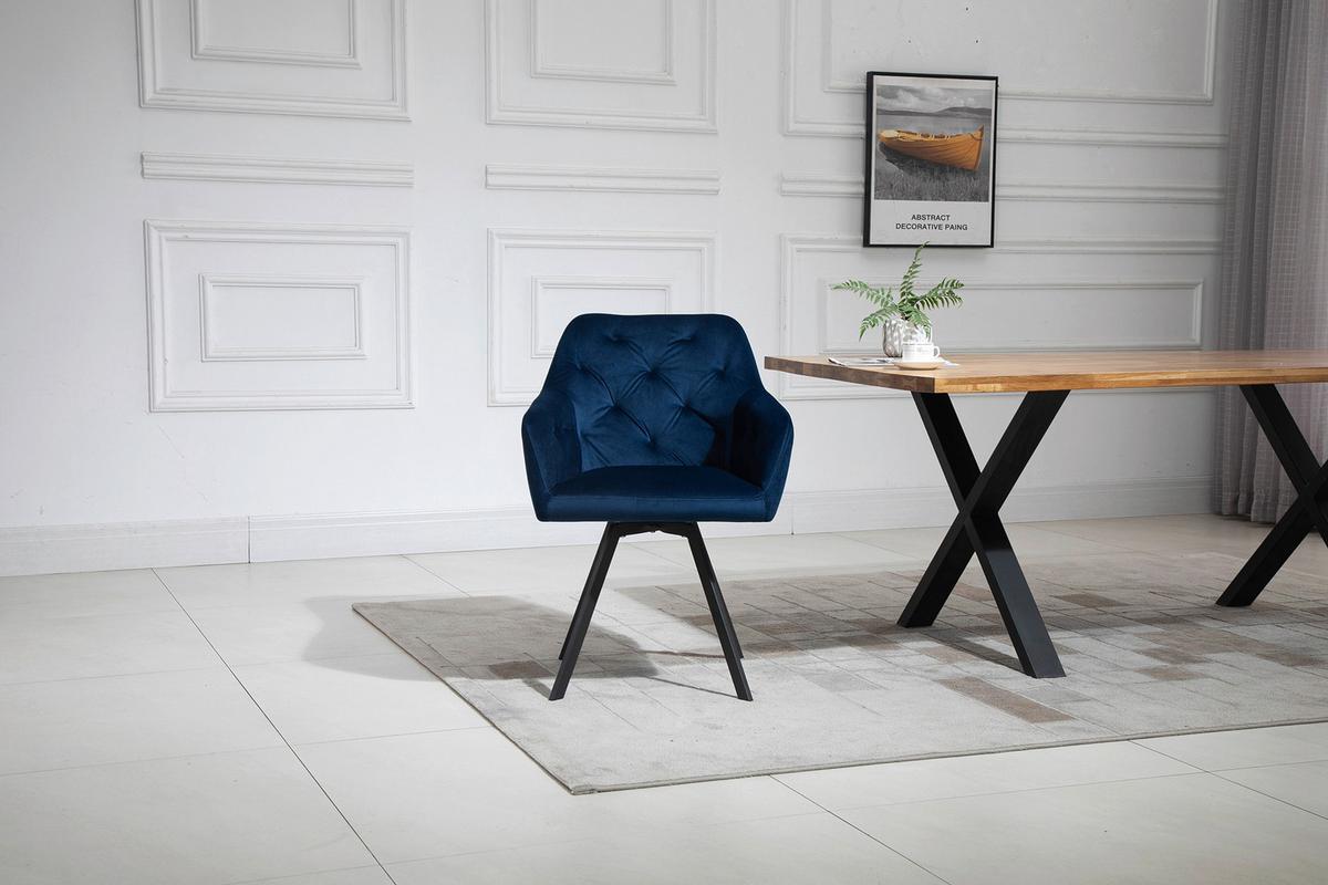 Armlehnstuhl Blau B: 61 Cm - Blau/Schwarz, MODERN, Textil/Metall (61/85/62cm) - Livetastic