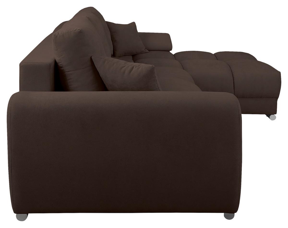 Ecksofa Azzuro Braun S: 256x175 Cm - Silberfarben/Braun, Design, Textil (256/175cm) - Livetastic