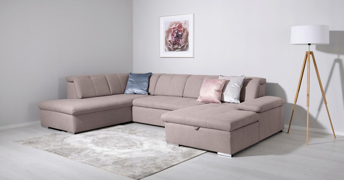 Wohnlandschaft Ramzes Taupe U: 215x328x173 cm - Taupe/Grau, Design, Textil (215/328/173cm) - MID.YOU