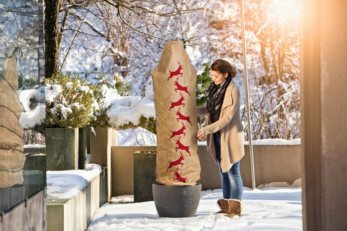 Wintervlieshaube, 60x180cm 06839 Winter Prot. L Hirsche - Beige, Basics, Kunststoff (60/180/15cm) - Windhager