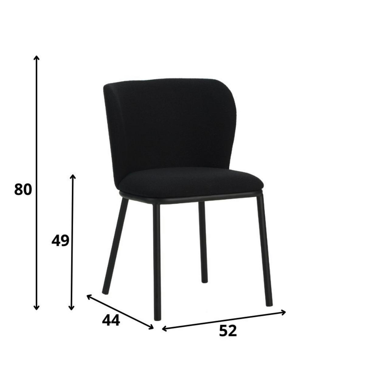 Stuhl-Set Bourges Schwarz B: 52 cm - Schwarz, MODERN, Textil/Metall (52/80/44cm) - MID.YOU