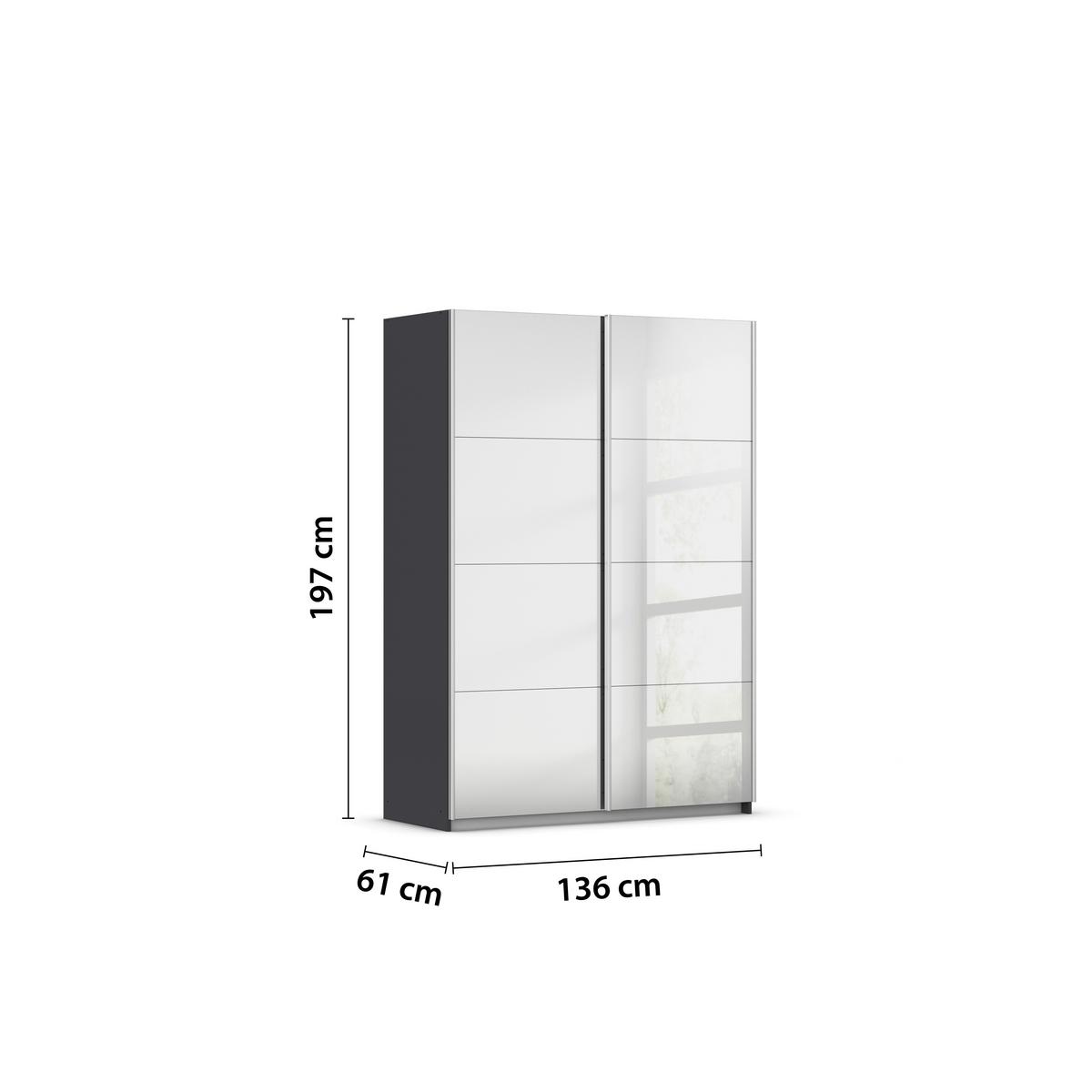 Schwebetürenschrank Subito - Silberfarben/Graphitfarben, MODERN, Holzwerkstoff (136/197/61cm) - Rauch Möbel