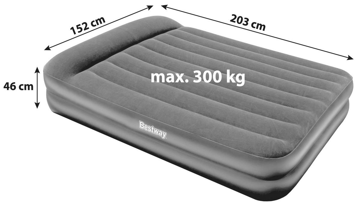 Luftbett Kimi Lbh: 203x152x46 Cm Mit Pumpe, Max. 300 Kg - Schwarz/Grau, Kunststoff (203/152/46cm) - Bestway